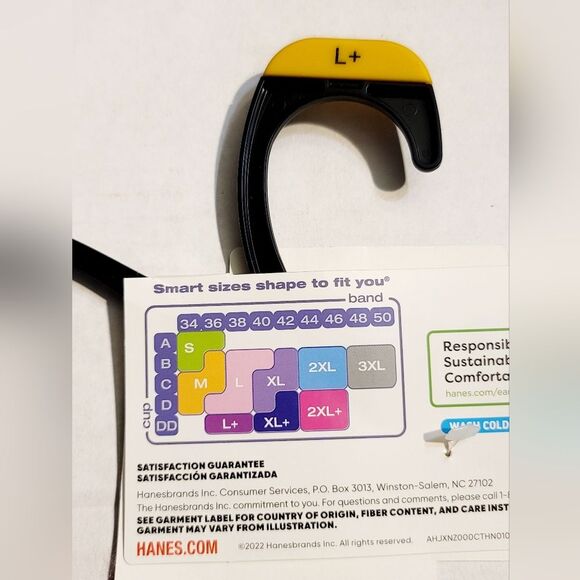 NWT Hanes Comfort Flex Fit Easy Underwire T-shirt Bra Black MHG582 Size L+ - Picture 7 of 8